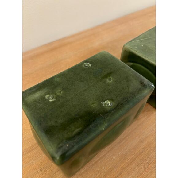 Vintage Haeger USA Green Rectangular Pottery Plantet Set - Picture 7 of 10